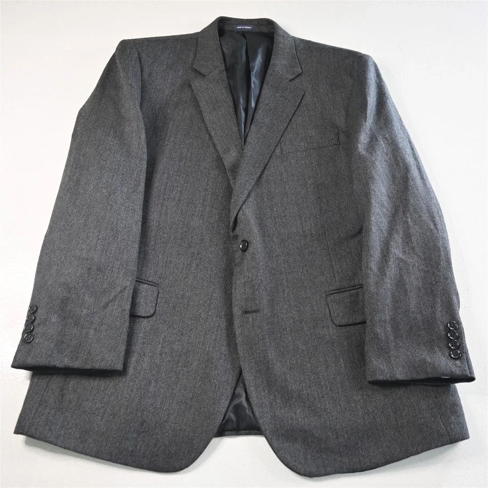 Stafford 46R‎ Gray Merino Wool Classic Mens Blazer Suit Jacket Sport Coat